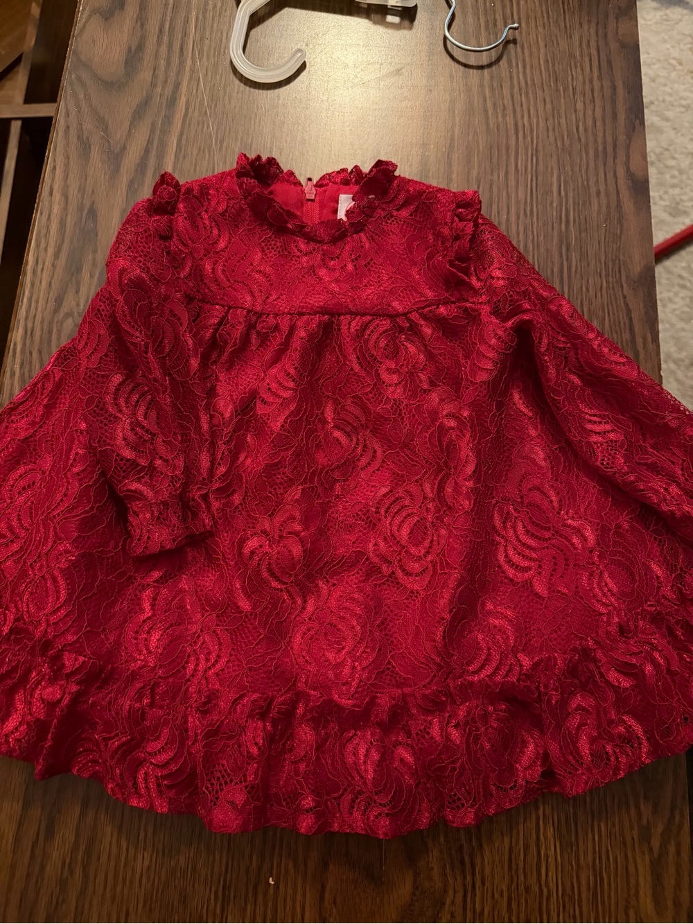 wonder nation Red Lace Baby Dress with Ruffle Trim